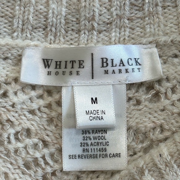 WHBM Oversized Cowl-neck Light Weight Knit Sweater Cream Size Medium - Picture 6 of 7